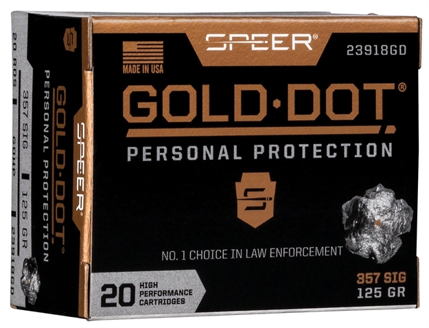 Picture of  Speer 4360 Gold Dot Personal Protection 357Sig 125Gr Hollow Point 100 Per Box/5 Case 076683043603