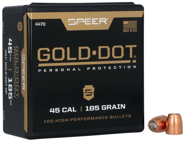 Picture of  Speer 4470 Gold Dot Personal Protection 45Cal 185Gr Hollow Point 100 Per Box/5 Case 076683044709