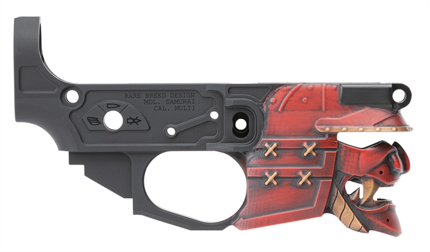 Picture of  Spikes Stlb630-Ph Rare Breed Samurai Stripped Lower Receiver Multi-Caliber 7075-T6 Aluminum Black Anodized With Painted Front For Ar-15 815648029746