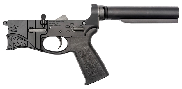 Picture of Spikes Stlc140-Sbt Billet Hellbreaker Lower With Buffer Tube Ar-15 AR Platform Multi-Caliber Black Hardcoat Anodized