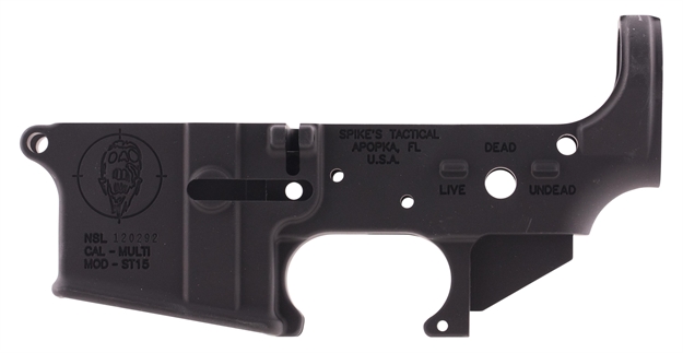 Picture of Spikes Stls011 Stripped Lower Zombie Ar-15 Multi-Caliber Black Hardcoat Anodized