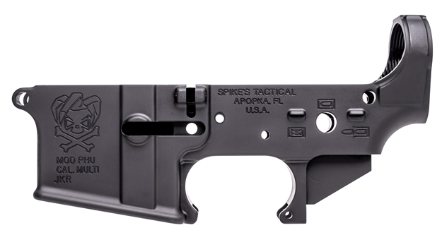 Picture of  Spikes Stls024 Phu Joker Stripped Lower Receiver Multi-Caliber 7075-T6 Aluminum Black Anodized For Ar-15