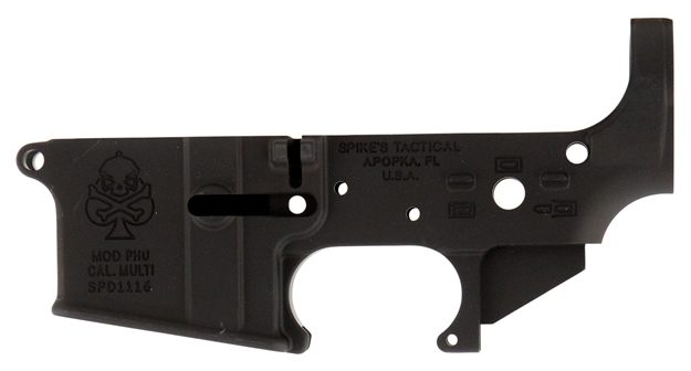 Picture of  Spikes Stls029 Phu Spade Stripped Lower Receiver Multi-Caliber 7075-T6 Aluminum Black Anodized For Ar-15