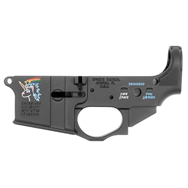 Picture of Spikes Stls030cfa Snowflake Stripped Lower Receiver Multi-Caliber 7075-T6 Aluminum Black Anodized With Color Fill For Ar-15 STLS030-CE 815648027353