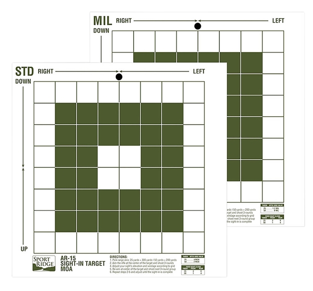 Picture of Sport Ridge 03710 Sport Ridge Sight-In Targets Moa And Mil-Dot Premium Durable Paper Target 10" X 10" 10 Per Pkg