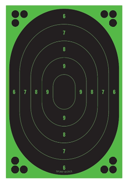 Picture of Sport Ridge 03790 Sport Ridge Oval Reactive Target Self-Adhesive Peel And Stick Adhesive Oval Bullseye Black W/Green Accents 5 Pack