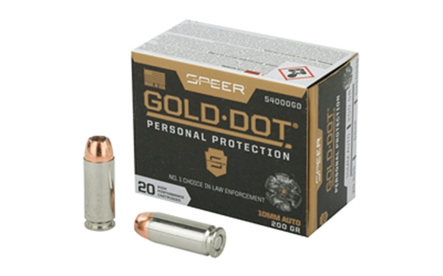 Picture of Speer Ammunition Gold Dot Personal Protection Handgun Ammo 10Mm, Gdhp, 200 Gr, 1100 Fps, 20 Rnd, Boxed 54000GD 604544646672