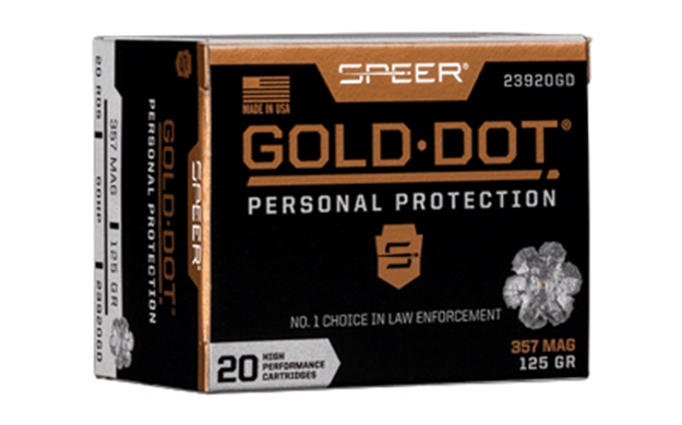 Picture of Speer Ammunition Gold Dot Personal Protection Handgun Ammo 357 Mag, Gdhp, 125 Gr, 1450 Fps, 20 Rnd, Boxed 23920GD 604544647365