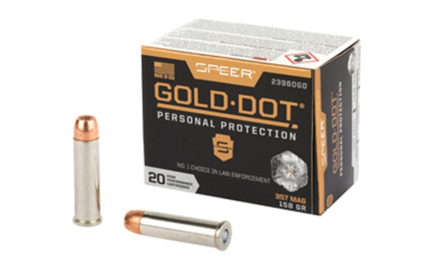 Picture of Speer Ammunition Gold Dot Personal Protection Handgun Ammo  357 Mag, Gdhp, 158 Gr, 1235 Fps, 20 Rnd, Boxed 23960GD