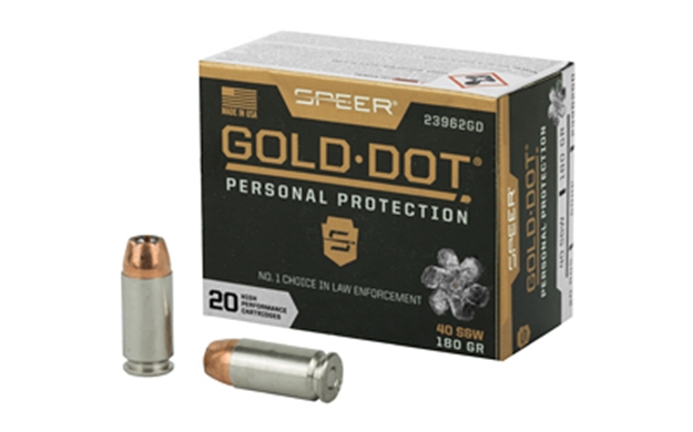 Picture of Speer Ammunition Gold Dot Personal Protection Handgun Ammo 40 S&W, Gdhp, 180 Gr, 1025 Fps, 20 Rnd, Boxed 23962GD 604544647266