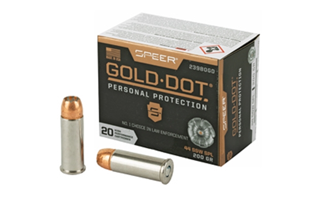 Picture of Speer Ammunition Gold Dot Personal Protection Handgun Ammo 44 Spl, Gdhp, 200 Gr, 875 Fps, 20 Rnd, Boxed 23980GD