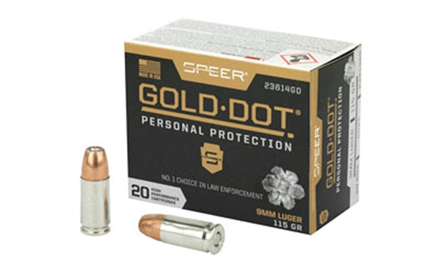 Picture of Speer Ammunition Gold Dot Personal Protection Handgun Ammo 9Mm Luger, Gdhp, 115 Gr, 1210 Fps, 20 Rnd, Boxed 23614GD 604544647211