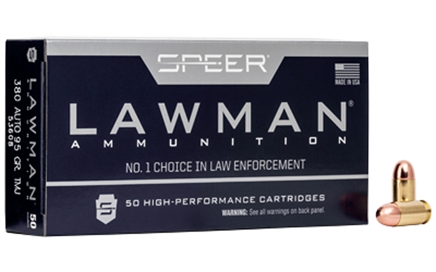 Picture of Speer Ammunition Lawman Pistol Ammo 380 Acp, Tmj Rn, 95 Gr, 950 Fps, 50 Rnd, Boxed 076683536082