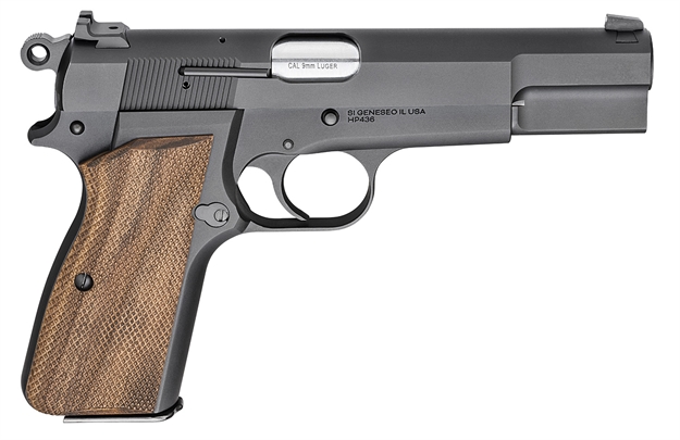 Picture of  Springfield Armory Hp9201 Sa-35  9Mm Luger 15+1 4.70" Stainless Steel Barrel, Matte Blued Serrated Carbon Steel Slide & Frame W/Beavertail, Checkered Walnut Grip 706397943967