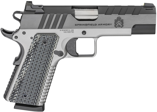 Picture of  Springfield Armory Px9218l 1911 Emissary 45 Acp 8+1 4.25" Bull Barrel, Stainless Steel Frame W/Beavertail , Tri-Top Cut Blued Carbon Steel Slide, Black VZ Thin-Line G10 Grip