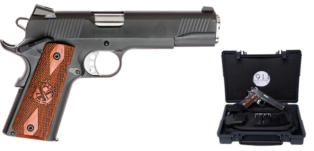 Picture of Springfield Armory 1911 Semi-Auto Pistol, Loaded .45 Acp 5"Bbl Parkerized 3 Dot Tritium W/ Instant Gear UP 5Ea 7Rnd Mag.