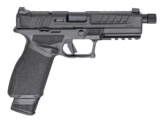Picture of Springfield Armory Ect9459b3d Echelon  9Mm Luger 17+1/20+1 5.28" Threaded Barrel, Black, Optic Cut Serrated Slide, Polymer Frame With Pic. Rail, Interchangeable Backstrap Grip, 3-Dot Tritium Sights ECT9459B-3D