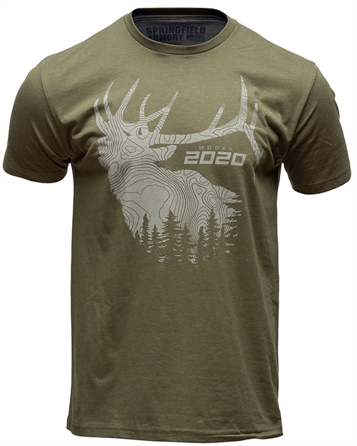 Picture of Springfield Armory Gep8605l 2020 Elk Mens T-Shirt Military Green Short Sleeve Large