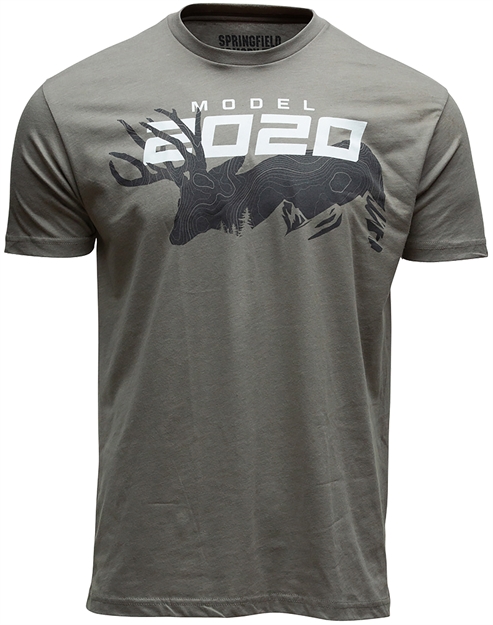 Picture of Springfield Armory Gep86073xl 2020 Mule Deer Mens T-Shirt Stone Gray Short Sleeve 3Xl