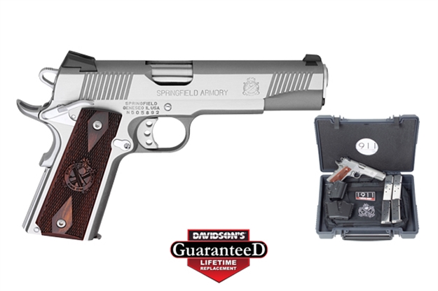 Picture of Springfield Armory 1911 Drm-Auto Pistol, 45 Acp, 5" Bbl, Stainless, 3 Dot Combat Sights, 7+1 Rnd, Gear UP Model, CA Compliant