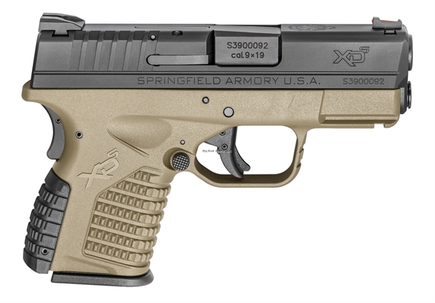 Picture of Springfield Armory Xd-S Single Stack Semi Auto Pistol, 9Mm, 3.3" Bbl, Flat Dark Earth, 1Ea Mid Mag 8+1