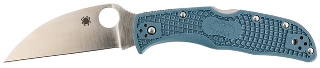 Picture of  Spyderco C243fpwk390 Endela Lightweight 3.42" Folding Wharncliffe Plain Stonewashed K390 Steel Blade/ Blue Textured W/Silver Liner & Accents Frn Handle