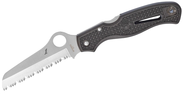 Picture of Spyderco C89sbk Atlantic Salt  3.69" Folding Sheepsfoot Serrated H1 Steel Blade Black Molded Frn Handle Includes Pocket Clip 0716104006878