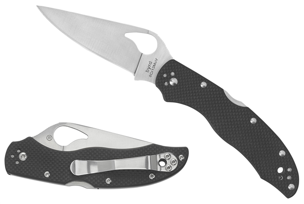 Picture of  Spyderco By01gps2 Harrier 2  3.39" Folding Drop Point Part Serrated Stonewashed 8Cr13mov SS Blade, Black Textured G10 Handle, Includes Pocket Clip
