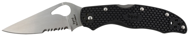 Picture of  Spyderco By01psbk2 Byrd Harrier 2 Lightweight 3.36" Folding Part Serrated 3Cr13mov SS Blade Black  Textured Frn Handle Includes Pocket Clip