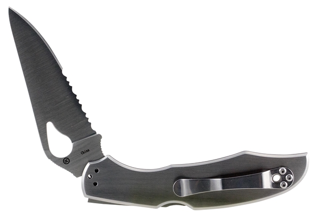 Picture of  Spyderco By03ps2 Byrd Cara Cara 2 3.75" Folding Drop Point, Part Serrated 8Cr13mov SS Blade, Stainless Steel Handle, Includes Pocket Clip 716104401505