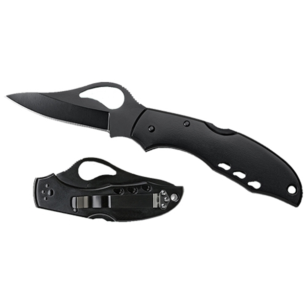 Picture of  Spyderco By04psbk2 Byrd Meadowlark 2 Lightweight 2.87" Folding Drop Point Part Serrated 8Cr13mov SS Blade Black  Textured Frn Handle Includes Pocket Clip