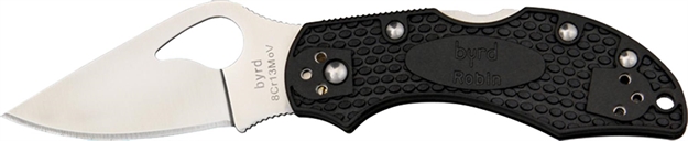 Picture of  Spyderco By10pbk2 Byrd Robin 2 Lightweight 2.43" Folding Drop Point Plain 8Cr13mov SS Blade Black Bi-Directional Texturing Frn Handle Includes Pocket Clip 716104401666
