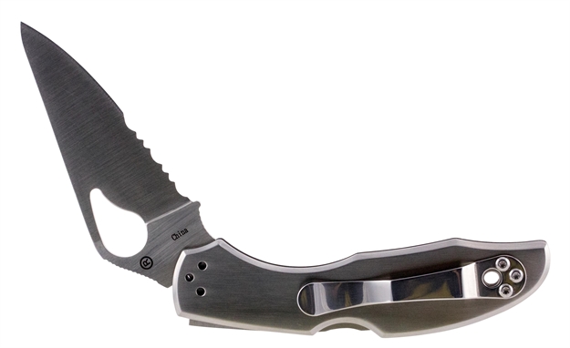 Picture of  Spyderco By04ps2 Byrd Meadowlark 2 2.94" Folding Clip Point Part Serrated 8Cr13mov SS Blade Stainless Steel Handle Includes Pocket Clip