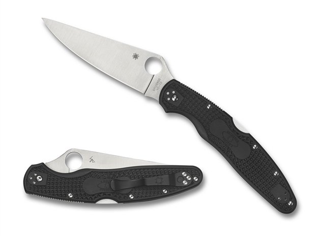Picture of  Spyderco C07pbk4 Police 4 Lightweight 4.39" Folding Plain Satin Vg-10 SS Blade/Black Textured Frn Handle Includes Pocket Clip