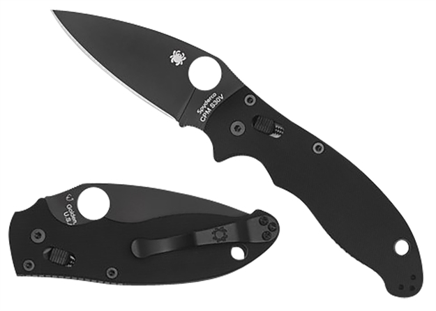 Picture of  Spyderco C101gpbbk2 Manix 2  3.37" Folding Plain Black Dlc Cpm S30v SS Blade/Black Bi-Directional Texturing G10 Handle Includes Pocket Clip