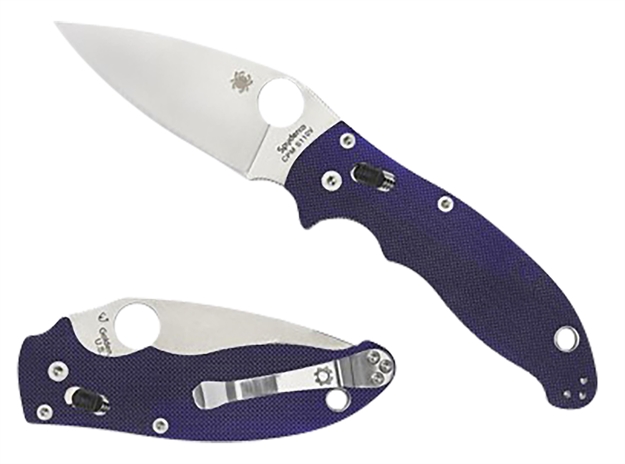 Picture of  Spyderco C101gpdbl2 Manix 2  3.37" Folding Plain Satin Cpm S110v Blade/Dark Blue Textured G10 Handle Includes Pocket Clip