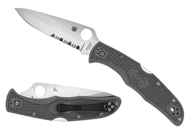 Picture of  Spyderco C10psfg Endura 4 Lightweight 3.75" Folding Part Serrated Satin Vg-10 SS Blade/Foliage Green Bi-Directional Texturing Frn Handle Includes Pocket Clip