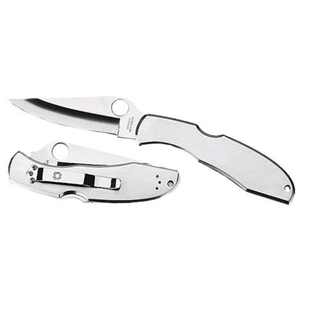 Picture of  Spyderco C10s Endura 4  3.85" Folding Clip Point Part Serrated Vg-10 SS Blade Satin Stainless Steel Handle Includes Pocket Clip