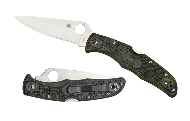Picture of  Spyderco C10zfpgr Endura 4 Lightweight 3.80" Folding Plain Satin Vg-10 SS Blade/Zome Green Bi-Directional Texturing Frn Handle Includes Pocket Clip