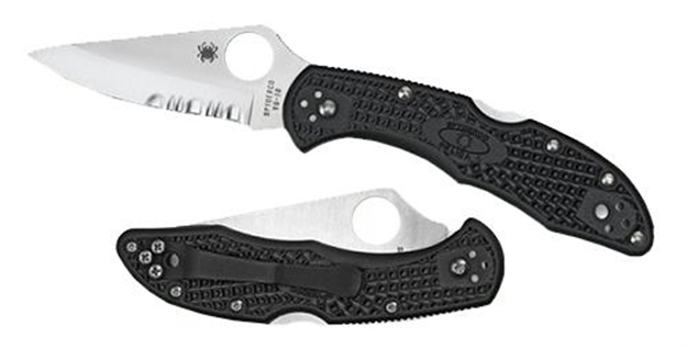 Picture of  Spyderco C11psbk Delica 4  2.88" Folding Drop Point Part Serrated Vg-10 SS Blade, Black Textured Frn Handle, Includes Pocket Clip 716104001040