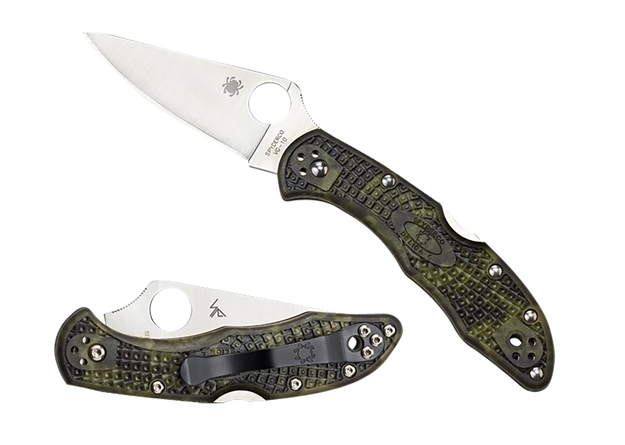 Picture of Spyderco C11zfpgr Delica 4 Lightweight 2.90" Folding Plain Satin Vg-10 SS Blade/Zome Green Bi-Directional Texturing Frn Handle Includes Pocket Clip 0716104011223