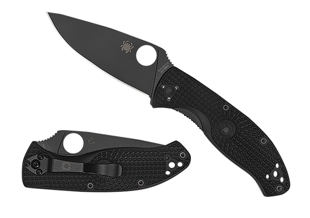 Picture of  Spyderco C122pbbk Tenacious Lightweight 3.39" Folding Plain Black Oxide 8Cr13mov SS Blade/Black Bi-Directional Texturing Frn Handle Includes Pocket Clip 716104013883