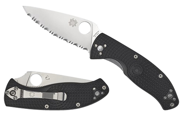 Picture of  Spyderco C122pbk Tenacious Lightweight 3.39" Folding Plain Satin 8Cr13mov SS Blade/Black Bi-Directional Texturing Frn Handle Includes Pocket Clip 716104013890