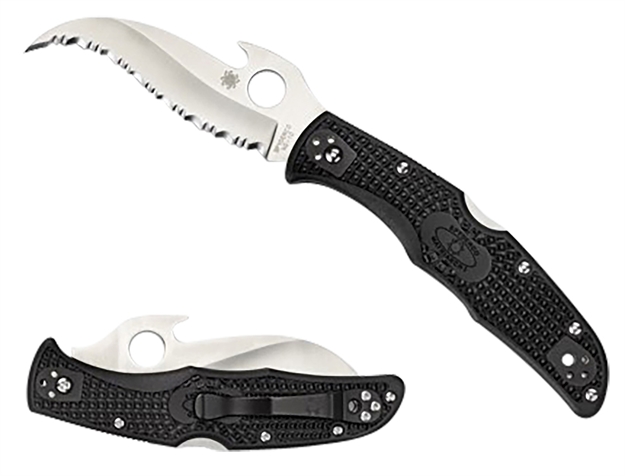 Picture of  Spyderco C12sbk2w Matriarch 2  3.57" Folding Reverse S Serrated Satin Vg-10 SS Blade/Black Bi-Directional Texturing Frn Handle Includes Pocket Clip