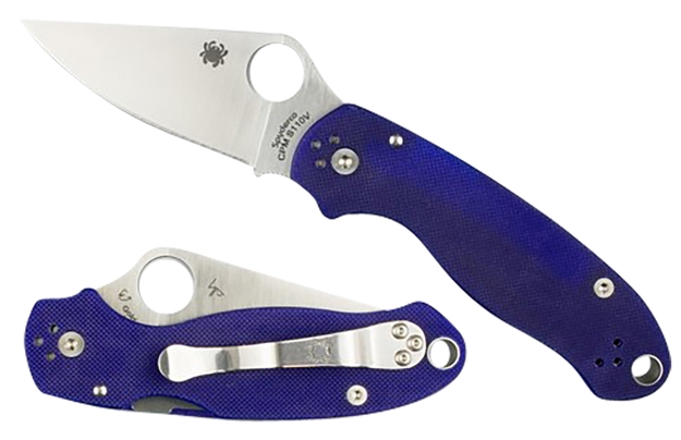 Picture of  Spyderco C223gpdbl Para 3  2.95" Folding Plain Satin Cpm S110v Blade/Dark Blue Textured G10 Handle Includes Pocket Clip 716104012022