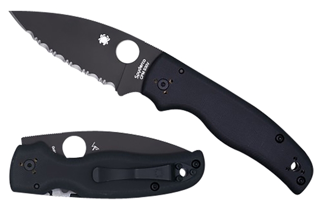 Picture of  Spyderco C229gsbk Shaman  3.58" Folding Serrated Black Dlc Cpm S30v SS Blade/Black Textured G10 Handle Includes Pocket Clip