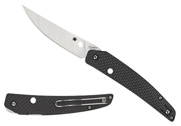 Picture of  Spyderco C242cfp Ikuchi  3.26" Folding Plain Cpm S30v SS Blade/Black Textured Carbon Fiber/G10 Handle Includes Pocket Clip