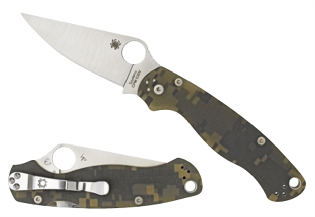 Picture of  Spyderco C81gpcmobk2 Para Military 2  3.44" Folding Drop Point Plain Black Cpm S30v SS Blade Digital Camo G10 Handle Includes Pocket Clip
