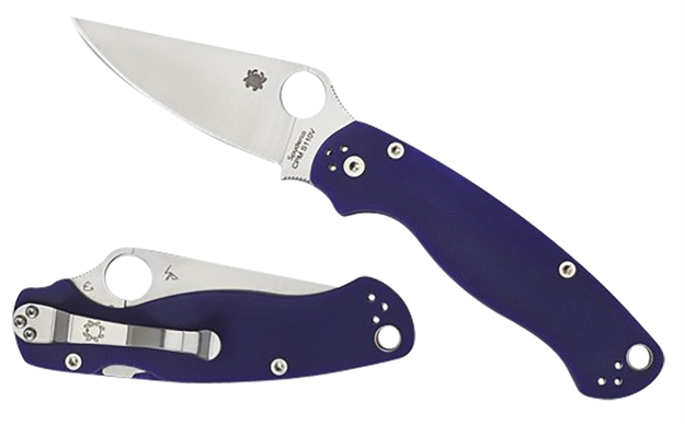Picture of  Spyderco C81gpdbl2 Para Military 2  3.42" Folding Plain Satin Cpm S110v Blade/Dark Blue Textured G10 Handle Includes Pocket Clip