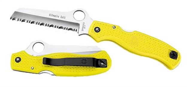 Picture of  Spyderco C89syl Atlantic Salt  3.69" Folding Sheepsfoot Serrated H2 Steel Blade, Yellow Frn Handle, Includes Pocket Clip 716104006908